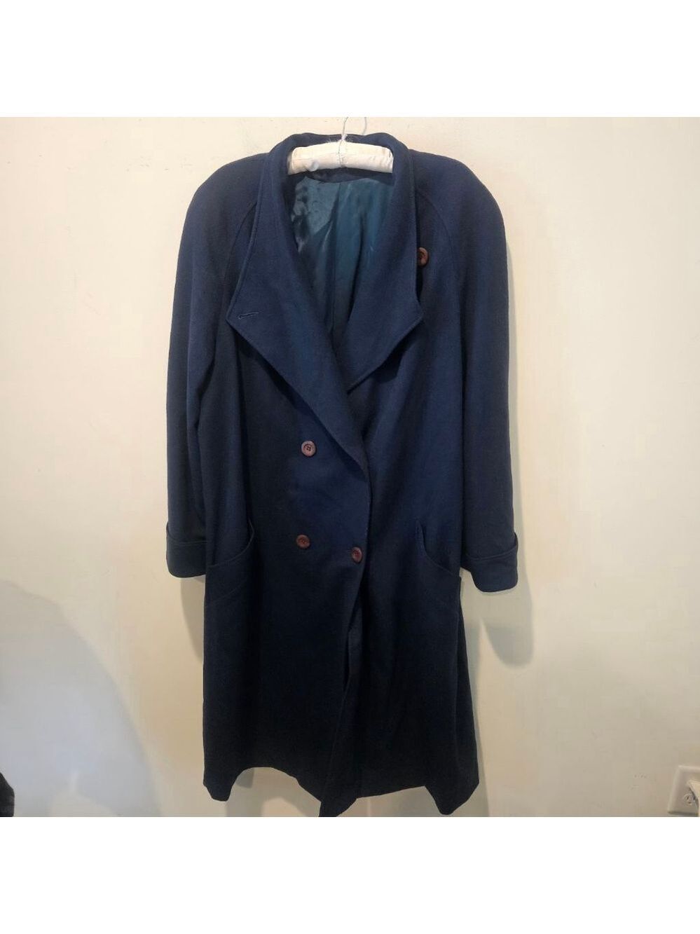 Women's ALORNA Teal Pure Wool Long Pea Coat Size 18/20